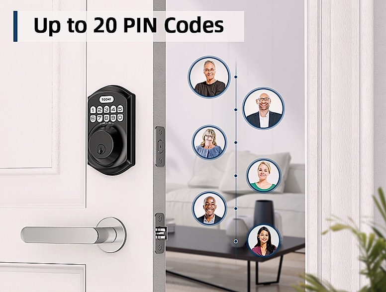 TEEHO TE001 Keyless Entry Door Lock Smart Deadbolt — scale reference