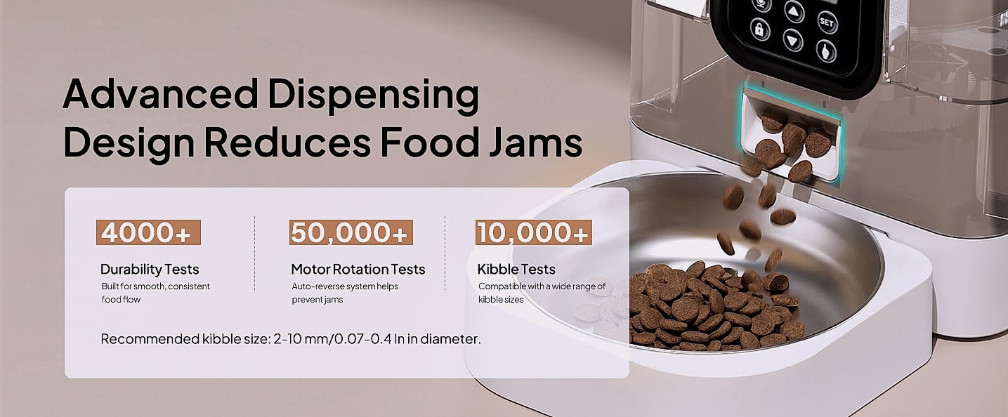 Voluas Automatic Cat Feeder with Voice Recorder and Portion — close-up details