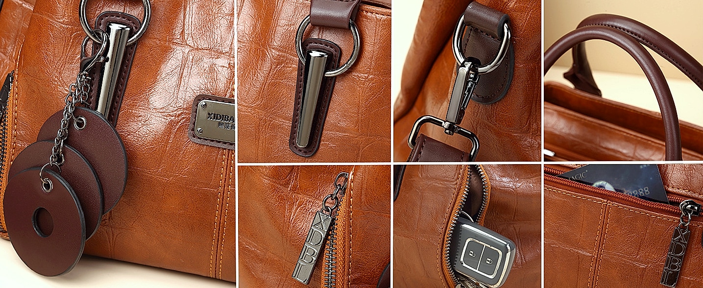 mcuvaec Vegan Leather Tote Bag for Women with Compartments — assembled view