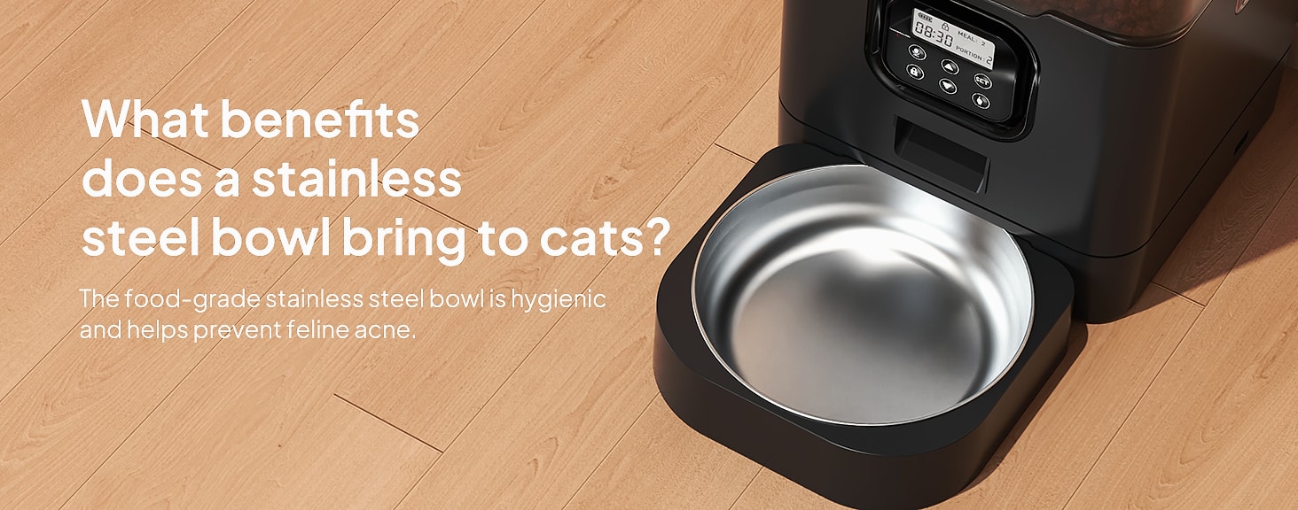 Voluas Automatic Cat Feeder with Voice Recorder and Portion — side view
