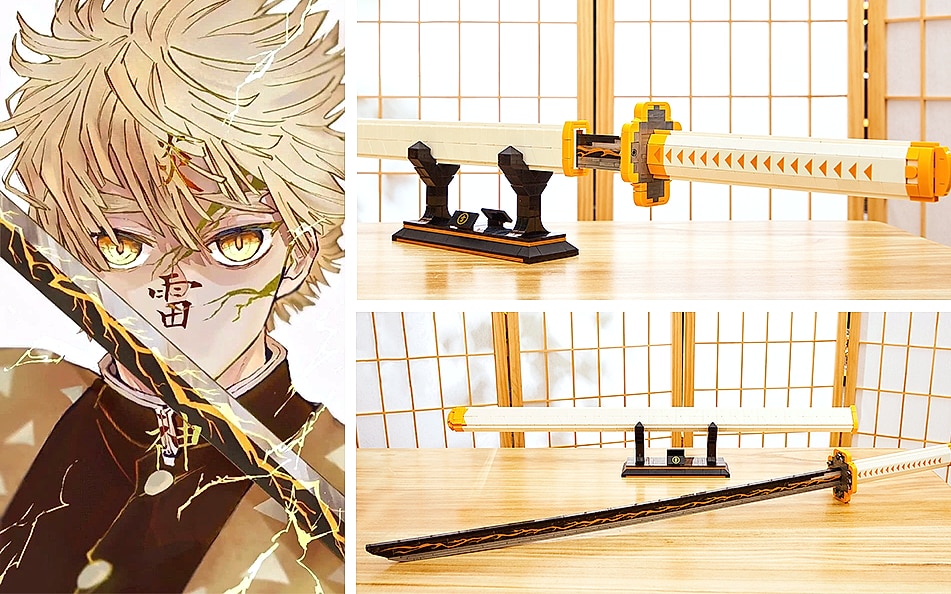 Kravkind 39 Inch Samurai Sword Building Block Set with — assembled view