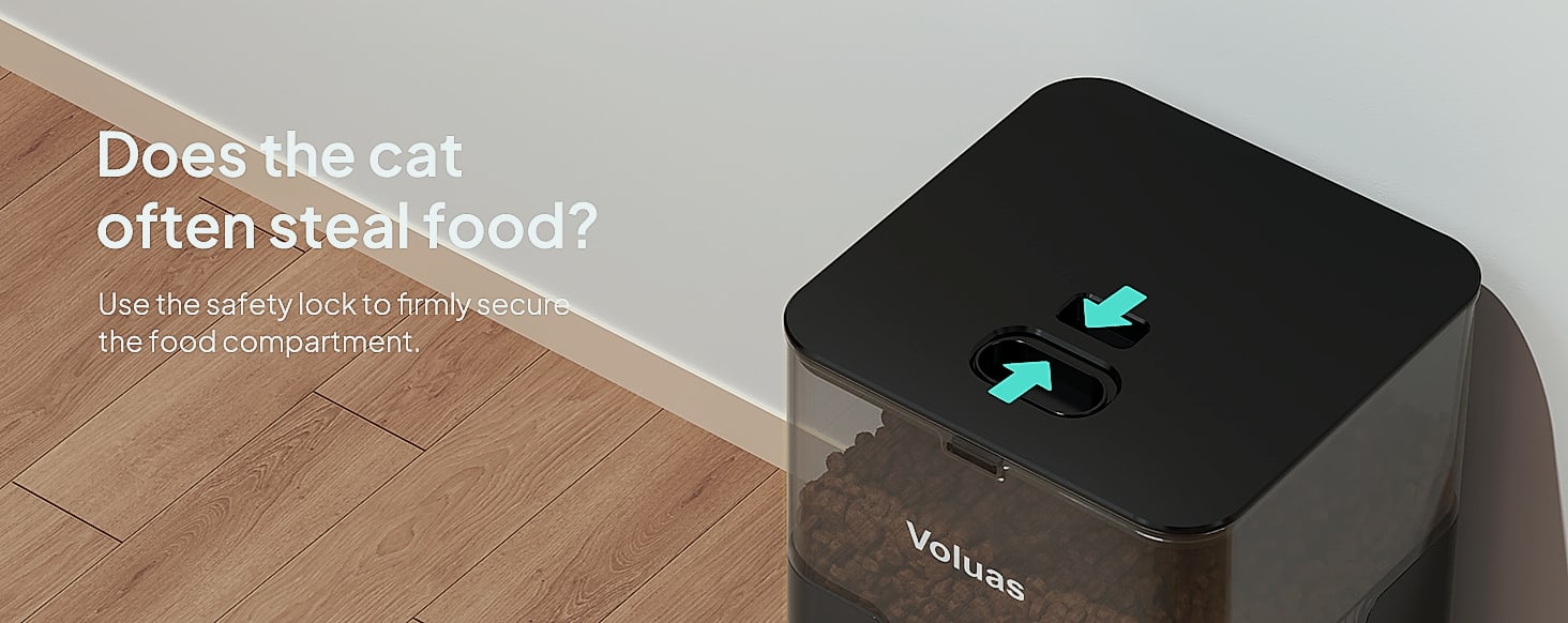 Voluas Automatic Cat Feeder with Voice Recorder and Portion — feature highlights