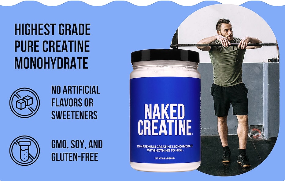NAKED Pure Micronized Creatine Monohydrate Powder 500g — assembled view