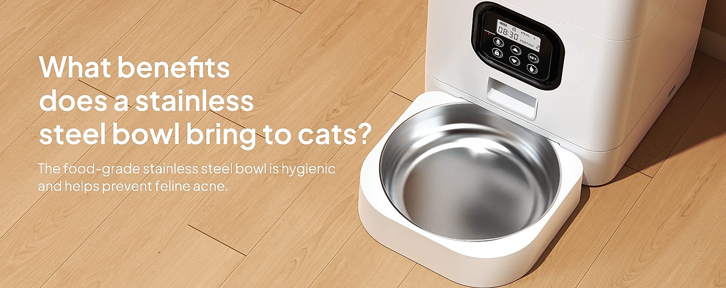Voluas Automatic Cat Feeder with Voice Recorder and Portion — side view