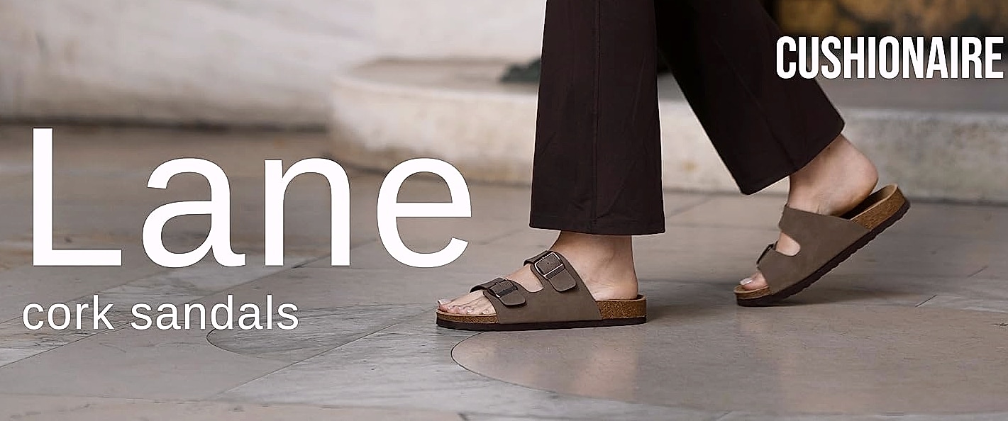 CUSHIONAIRE Lane Cork Footbed Womens Sandals with Arch — scale reference