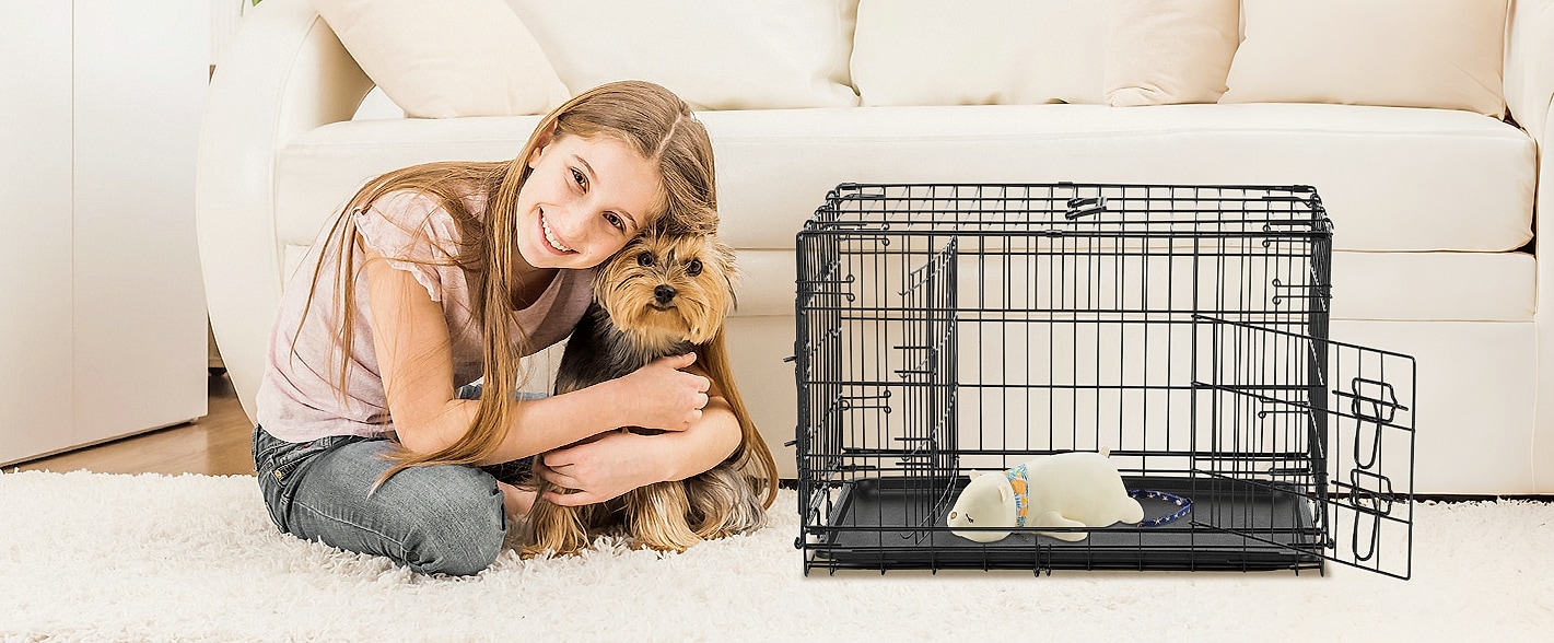 Sweetcrispy 24 Inch Single Door Dog Crate for Small Dogs — parts overview