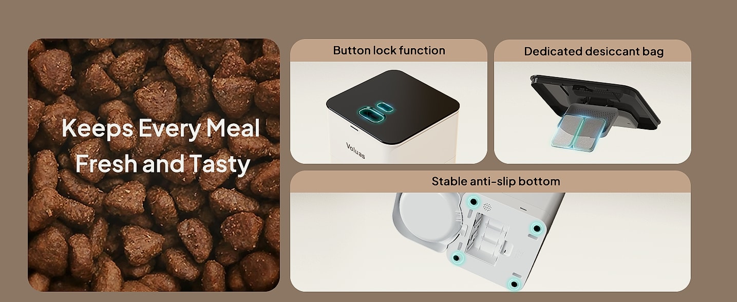 Voluas Automatic Cat Feeder with Voice Recorder and Portion — package contents