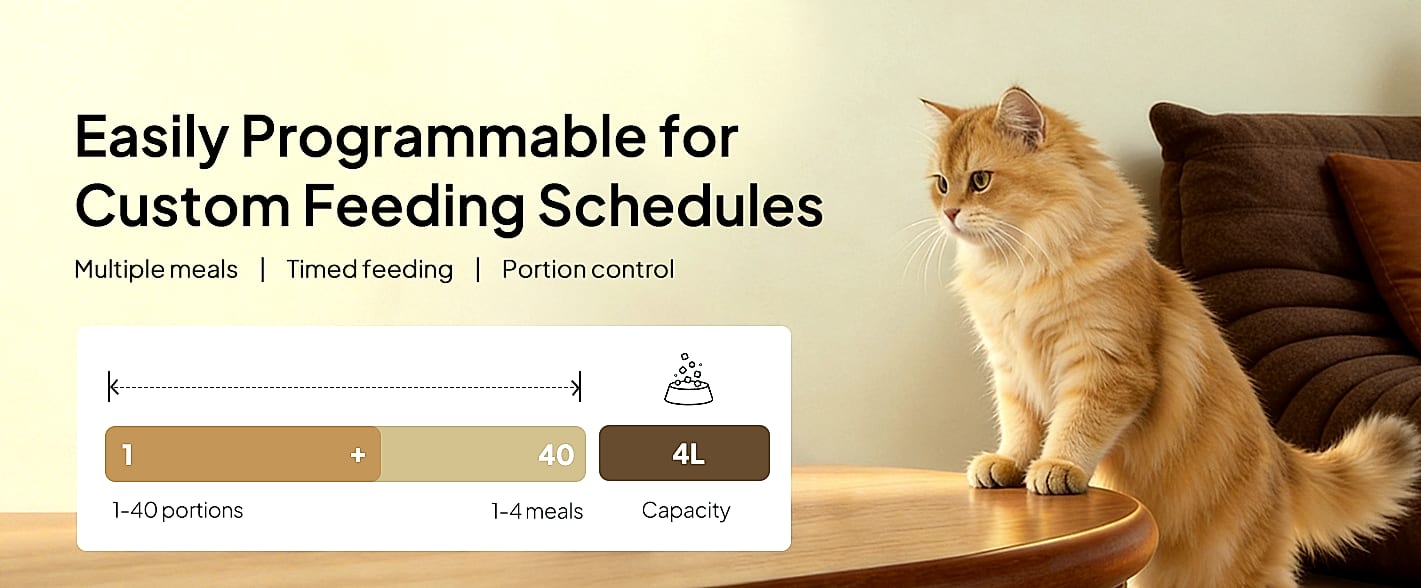 Voluas Automatic Cat Feeder with Voice Recorder and Portion — scale reference
