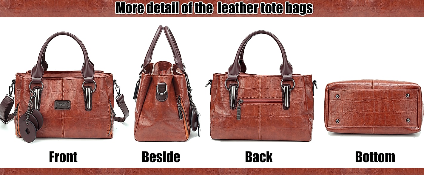 mcuvaec Vegan Leather Tote Bag for Women with Compartments — package contents