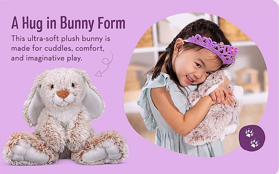 Melissa & Doug Burrow Bunny 9-inch Stuffed Animal Plush Toy — assembled view
