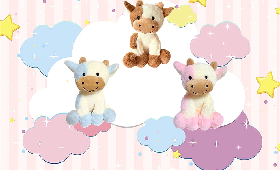 BSVOME 9 Inch Cow Plush Stuffed Animal Soft Toy — close-up details