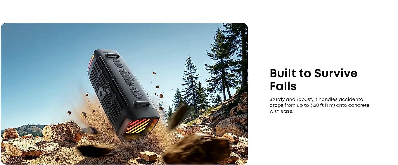 Soundcore Boom 3i Waterproof Bluetooth Speaker, IP68 — scale reference