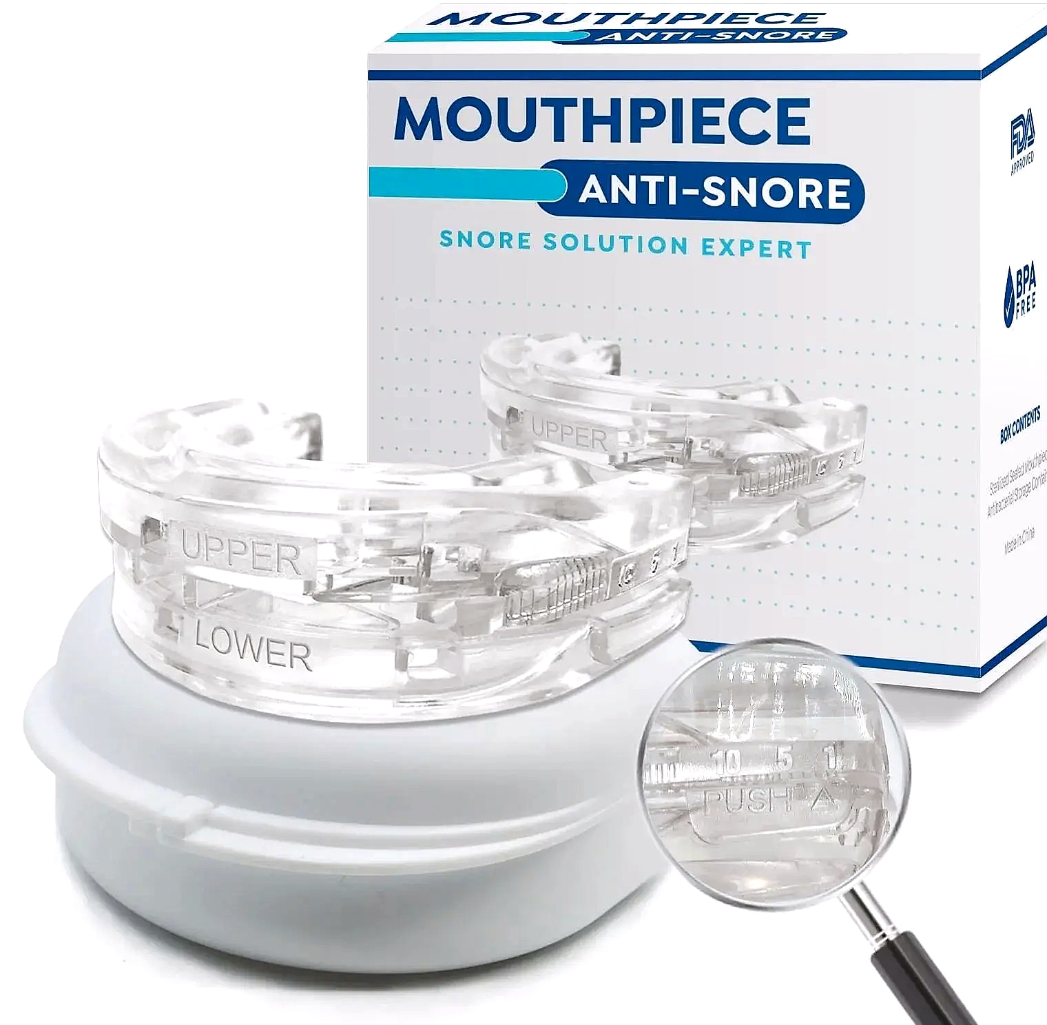 Adjustable Anti-Snoring Mouth Guard for Sleep Bruxism — package contents
