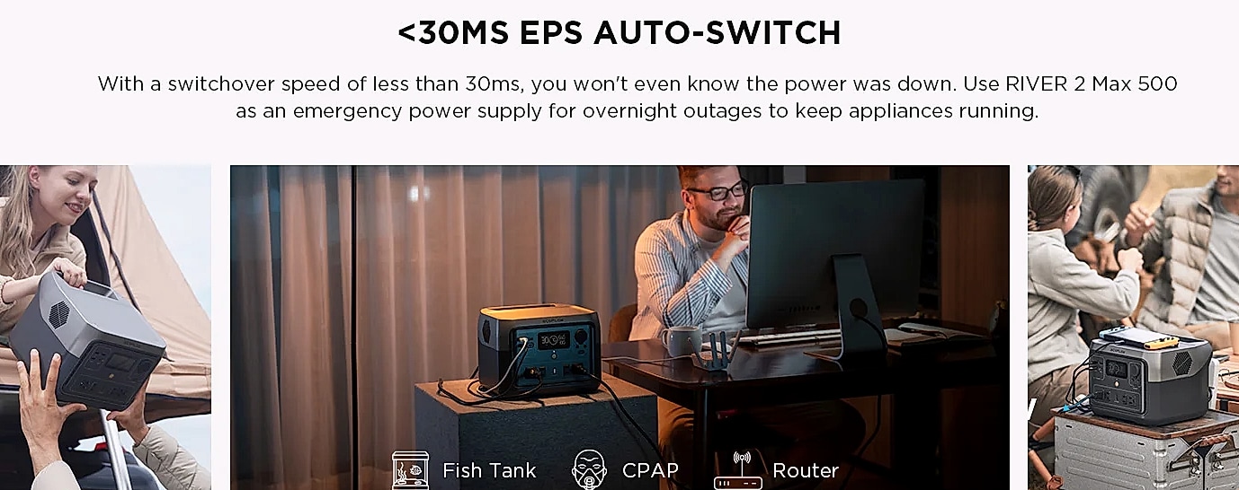 EcoFlow RIVER 2 Max 512Wh Portable Power Station — side view