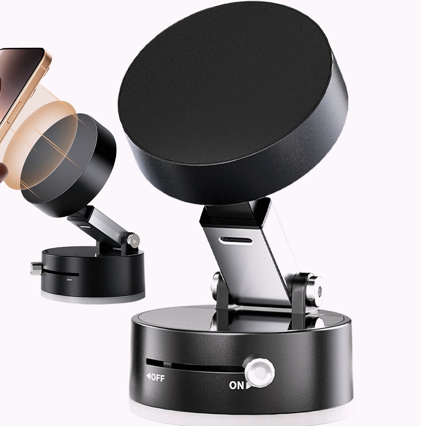 Magnetic Car Phone Holder with Vacuum Suction Cup — parts overview