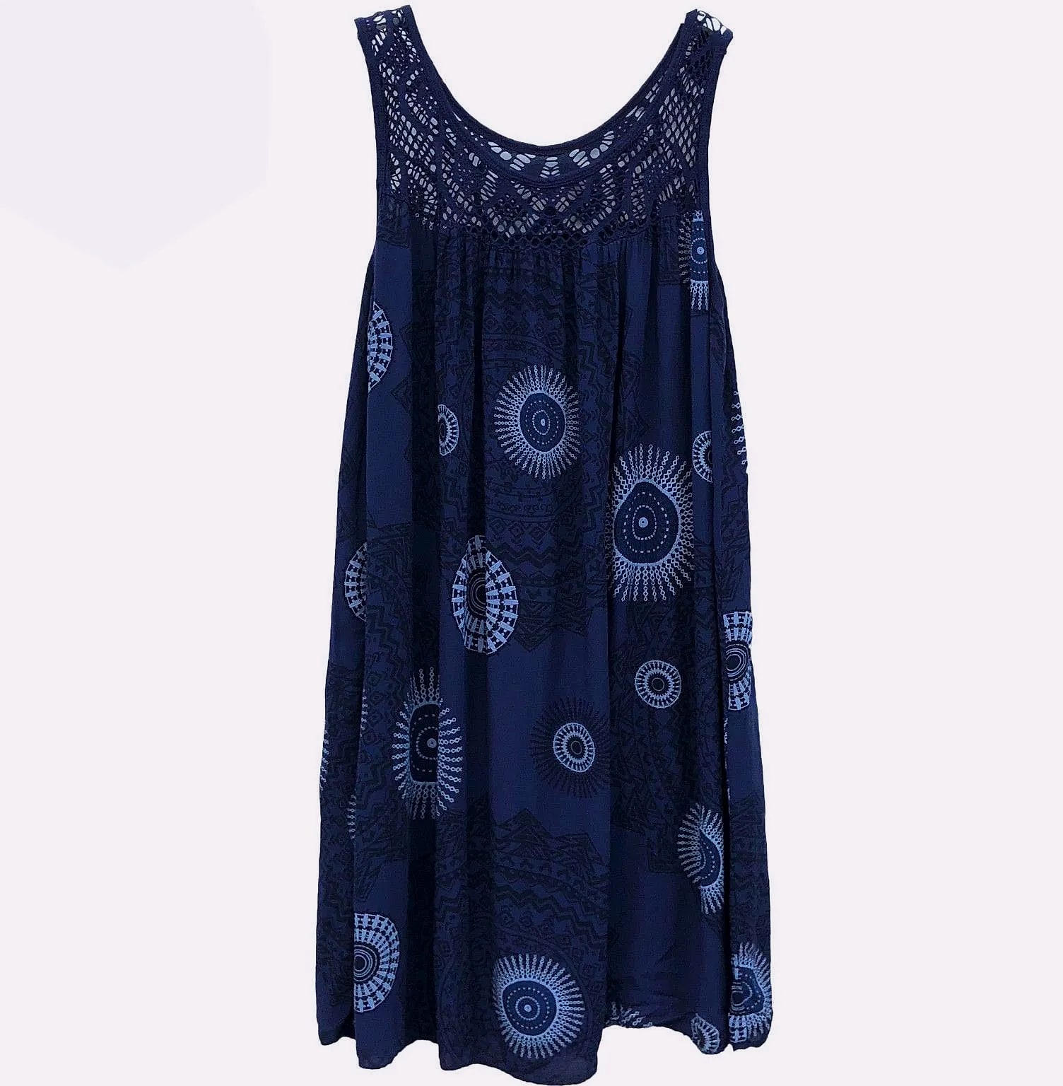 Women's Sleeveless Lace Print Camisole Summer Dress — size comparison