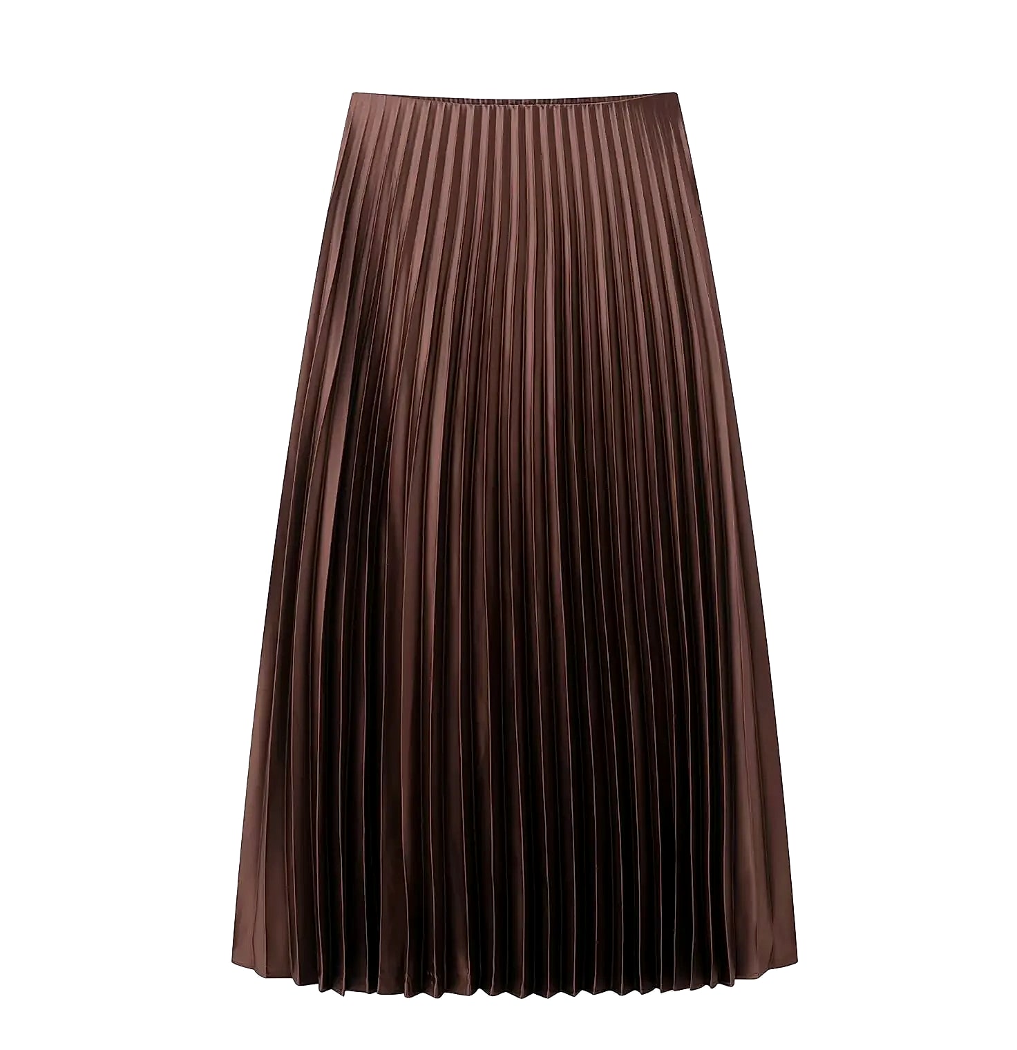 HXAO Women's Pleated Midi Skirt Brown Summer — feature highlights
