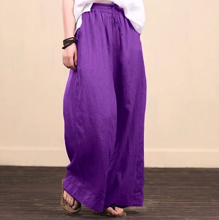 Careaymade Women's Wide Leg Pants Cotton Linen Casual — side view