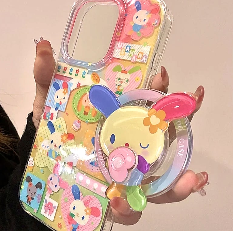 HAPPEE Magnetic Rabbit Phone Case with Rotating Bracket — assembled view