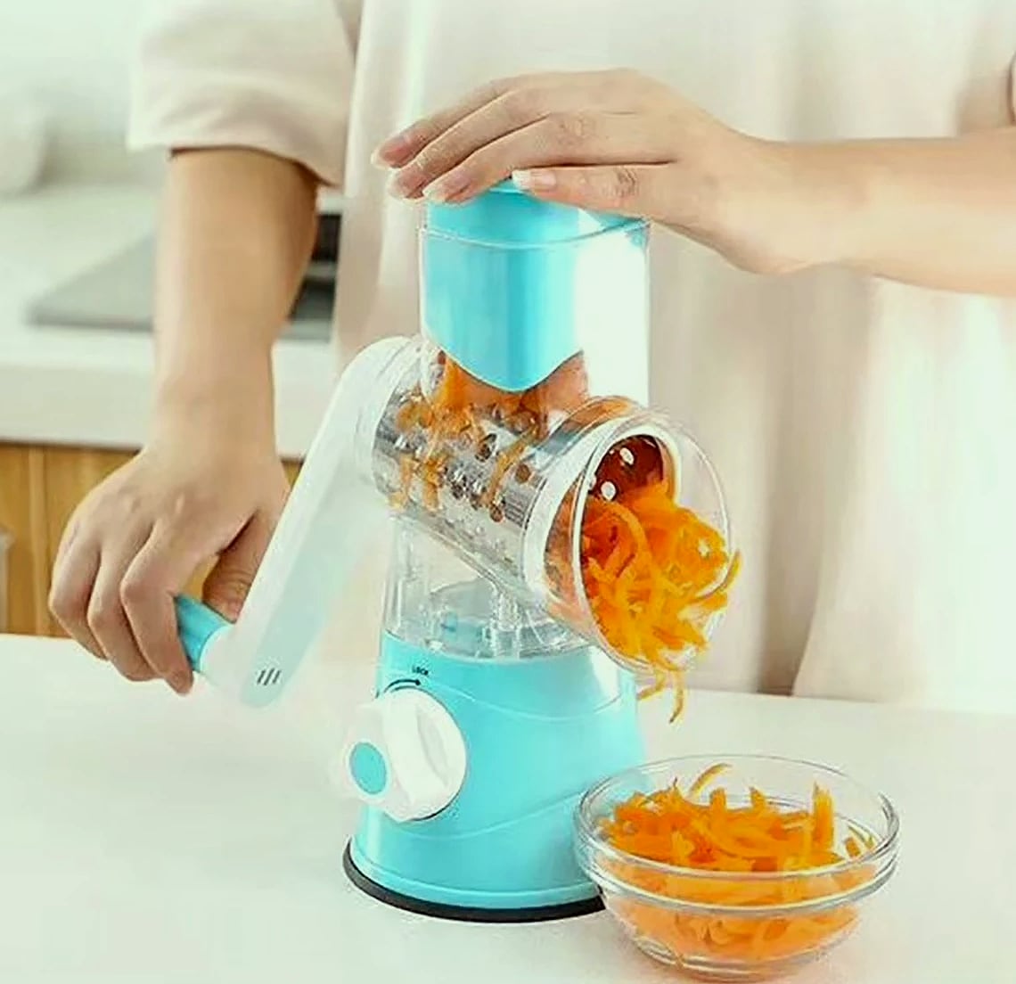 AEHOME Vegetable Slicer Shredder with 3 Drum Grater — side view
