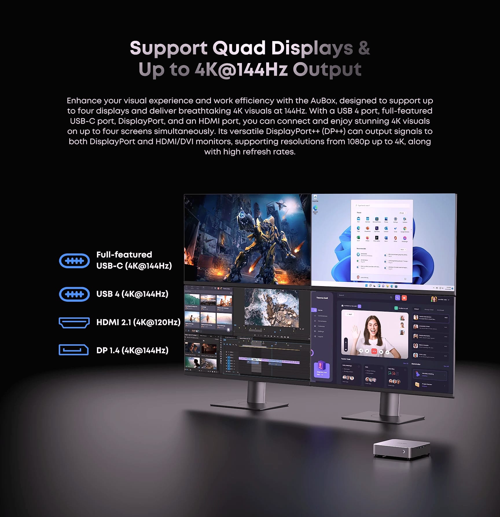 CHUWI AuBox Mini PC AMD Ryzen 7 8745HS 16GB DDR5 512GB SSD — side view