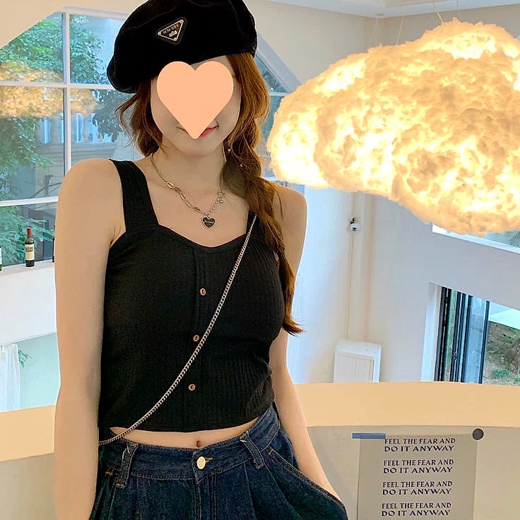 Women's Y2K Cropped Tank Top with Bra Pads and Suspenders — size comparison