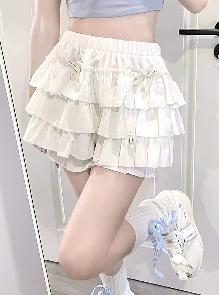 MEXZT Y2K Sweet Ruffles Mini Skirt with Bow — package contents