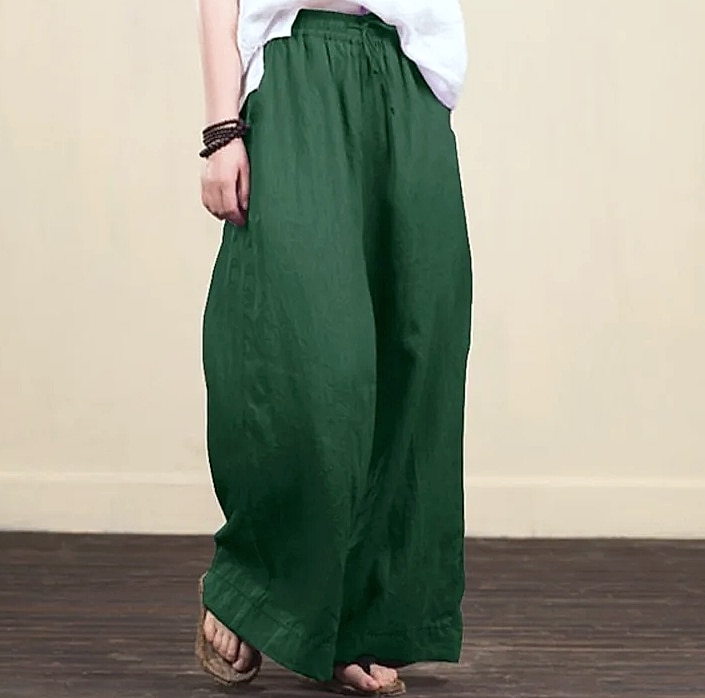 Careaymade Women's Wide Leg Pants Cotton Linen Casual — close-up details