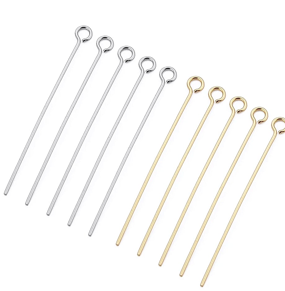 100pcs Stainless Steel 9 Eye Pin Gold Silver Tone 0.6mm — package contents