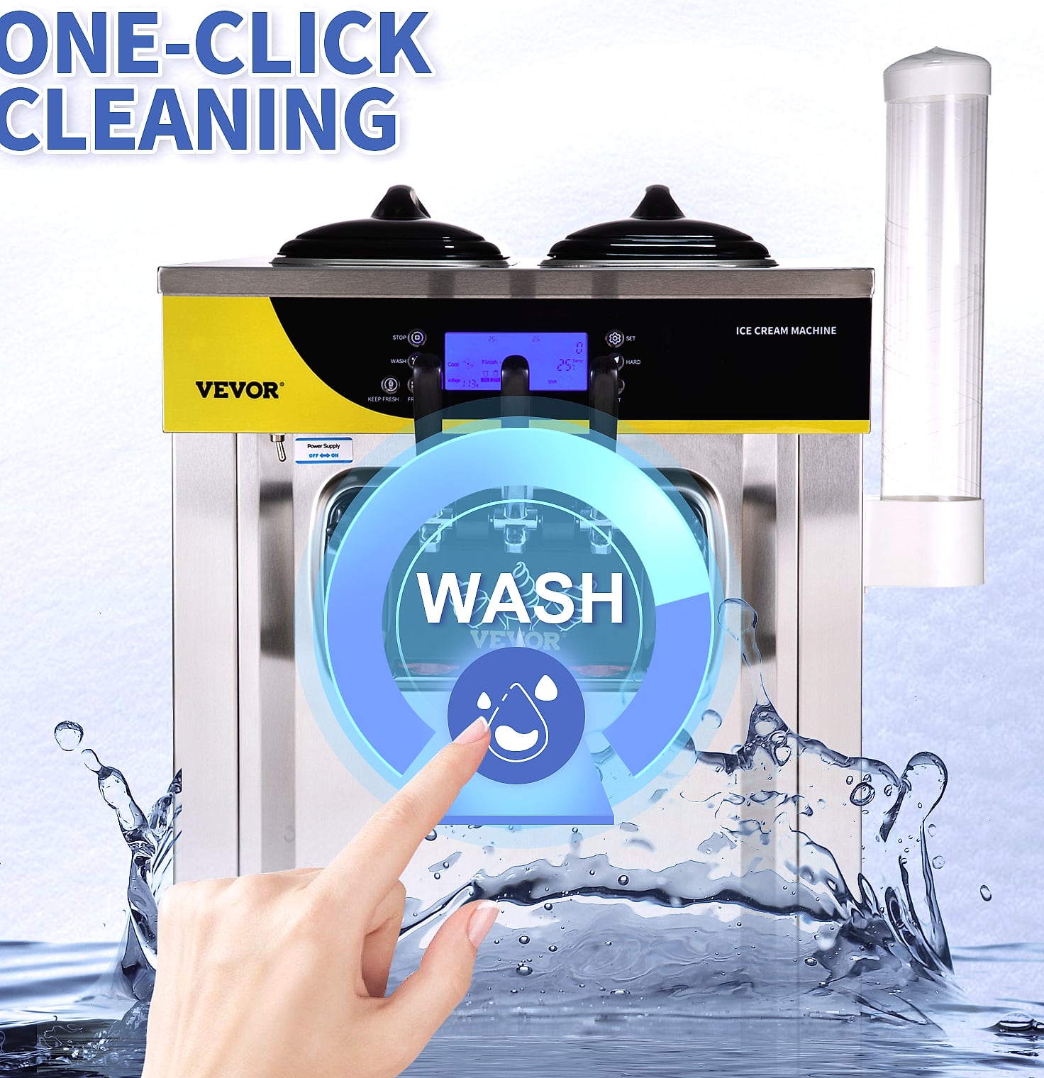 SucceBuy 22-30 L/H Soft Ice Cream Machine Commercial Desktop — side view