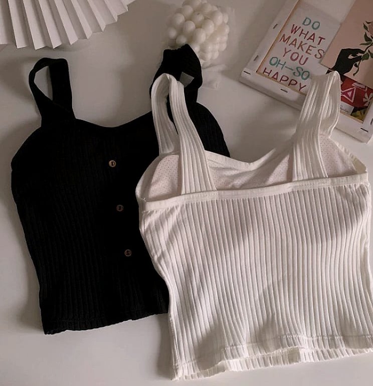 Women's Y2K Cropped Tank Top with Bra Pads and Suspenders — side view
