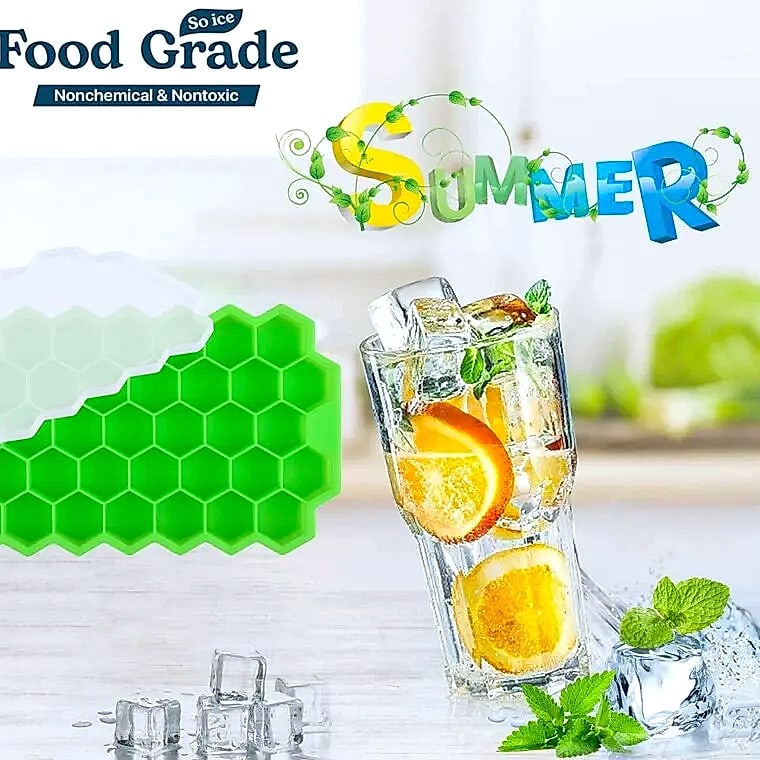 AHTOSKA Honeycomb 37-Grid Silicone Ice Cube Tray — scale reference