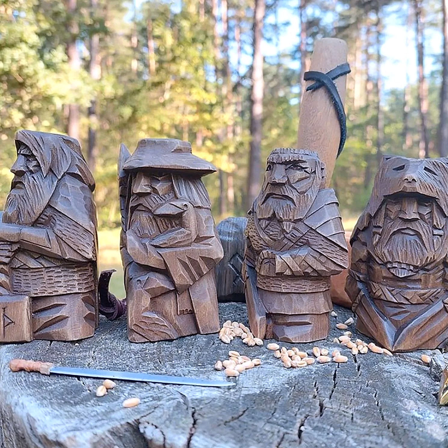 Norse Viking Odin Resin Statue Garden Ornament — assembled view