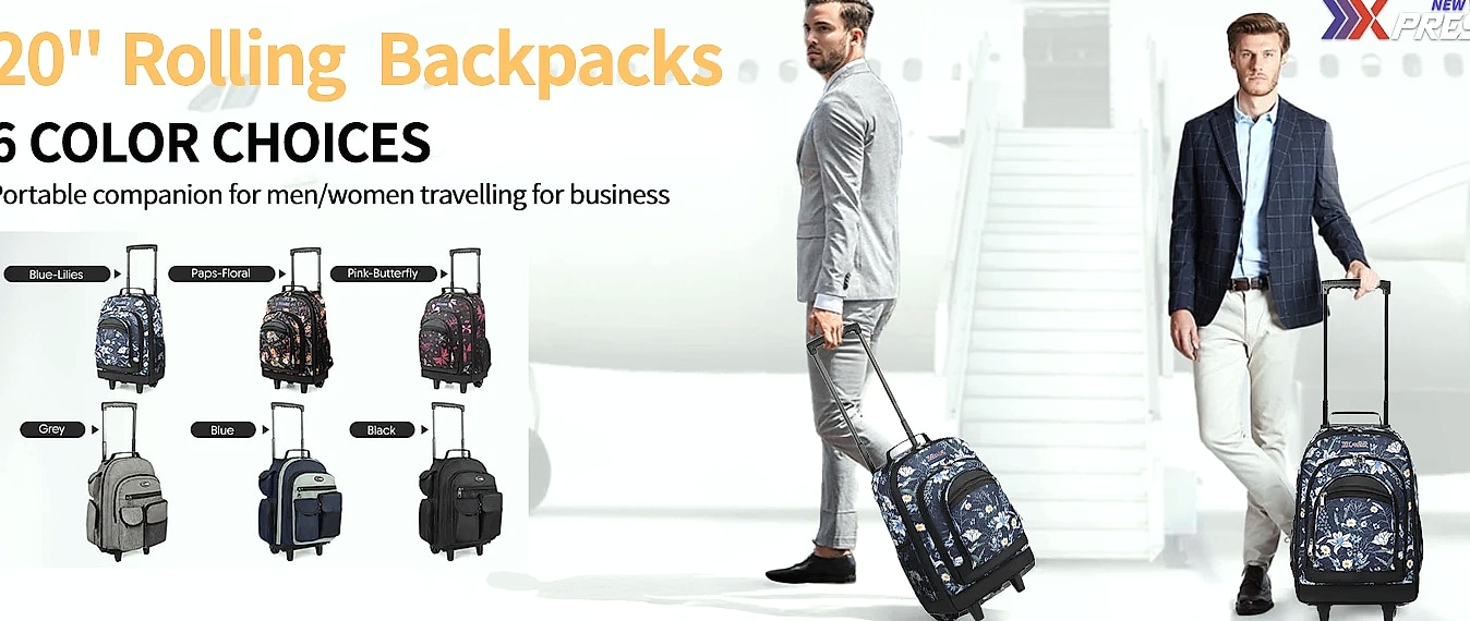 New York XPress 20 Inch Rolling Backpack for Adults — size comparison