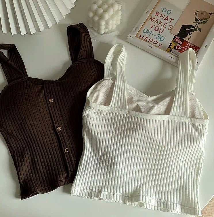 Women's Y2K Cropped Tank Top with Bra Pads and Suspenders — feature highlights