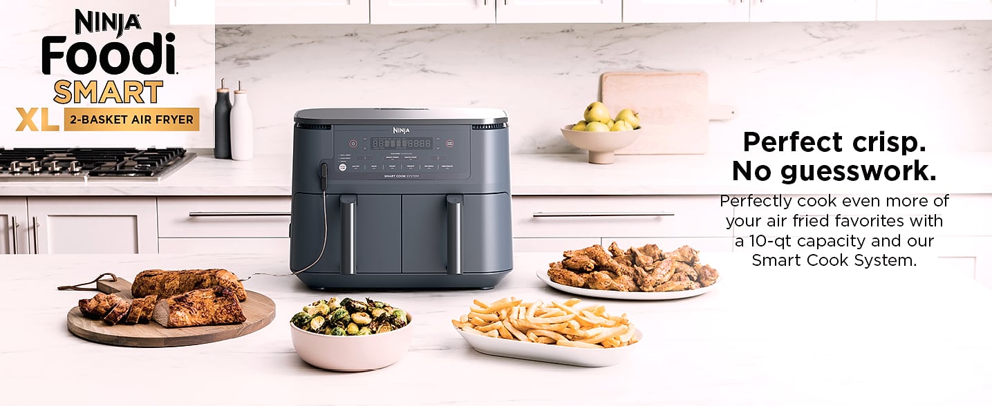 Ninja DZ201 Foodi 8 Quart DualZone Air Fryer with 2 — parts overview
