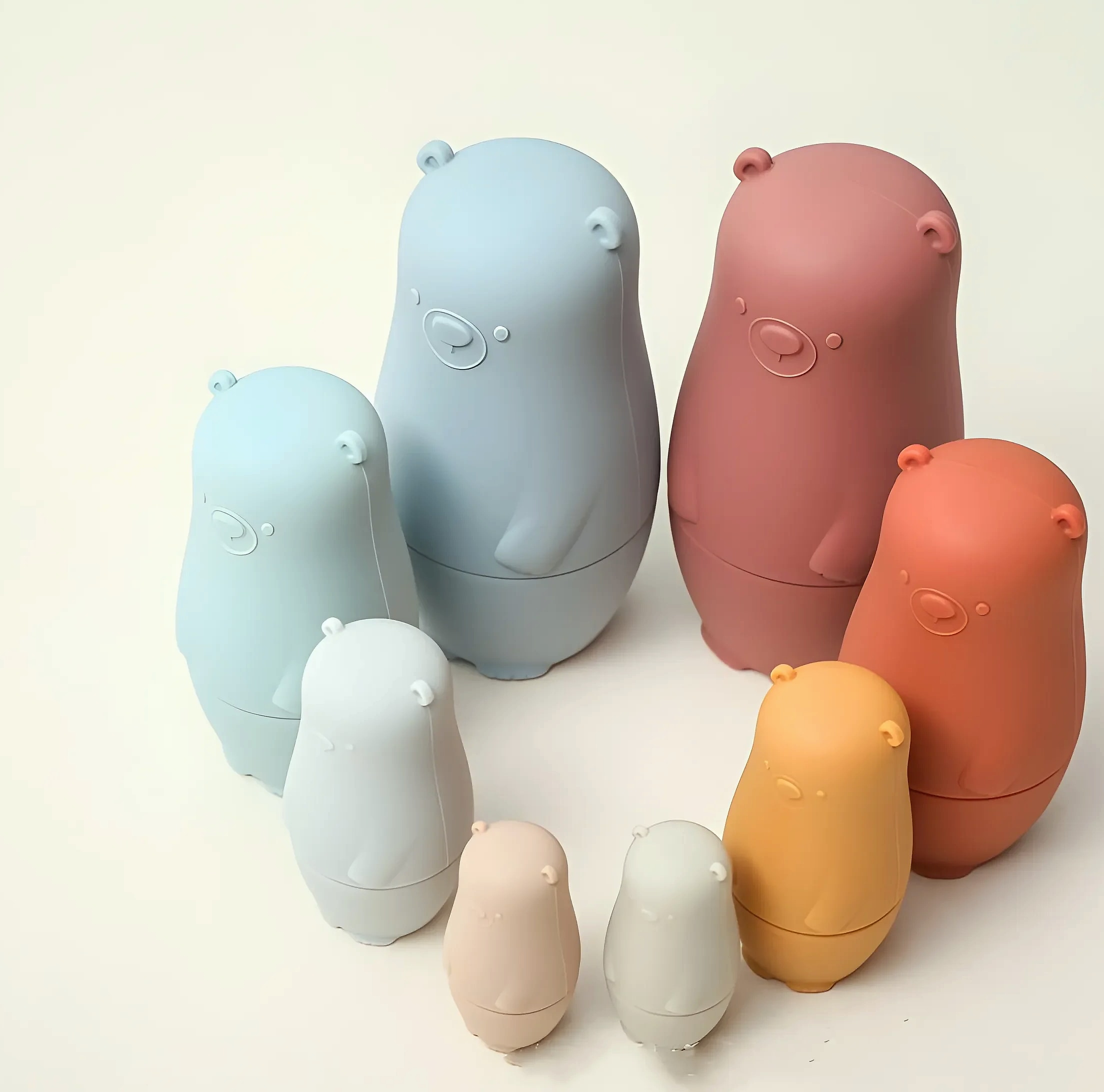 5-Piece Silicone Stacking Puzzle Nesting Toys for Babies — assembled view