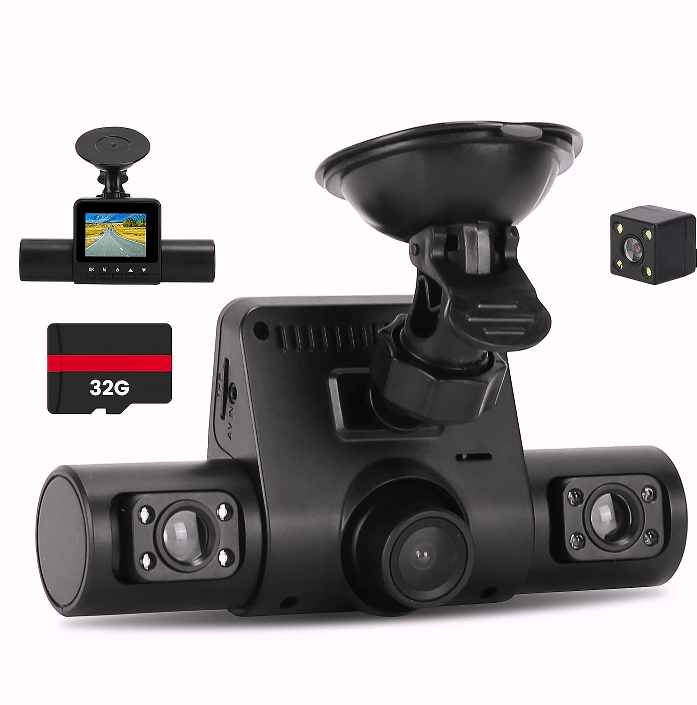 4 Channel 360° Dash Cam System 1080P Front 480P Interior — close-up details