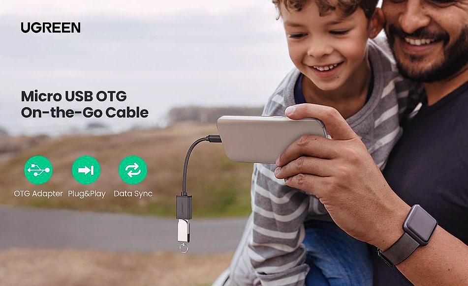UGREEN 2 Pack Micro USB OTG Adapter Cable for Android — package contents
