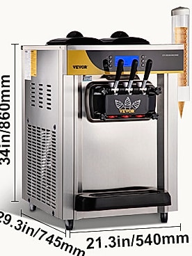 SucceBuy 22-30 L/H Soft Ice Cream Machine Commercial Desktop — interior detail