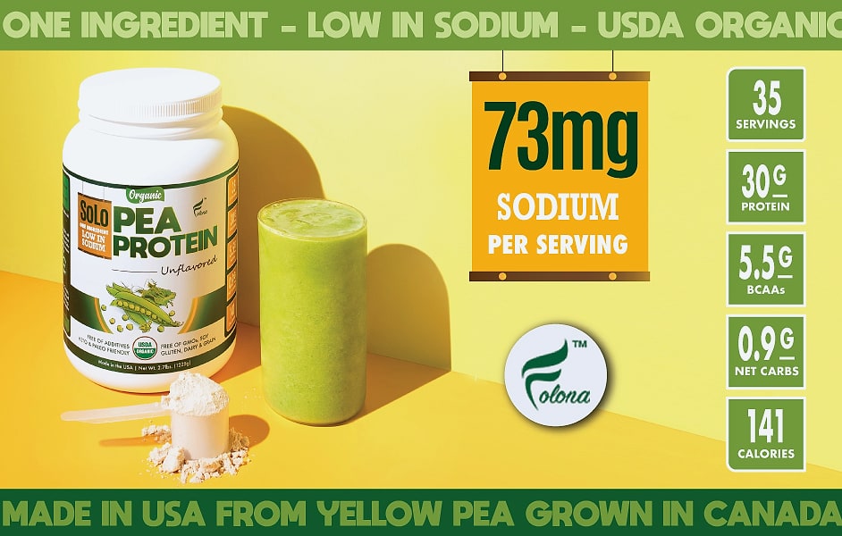 FOLONA SOLO Organic Pea Protein Isolate Powder 2.7 lbs — package contents