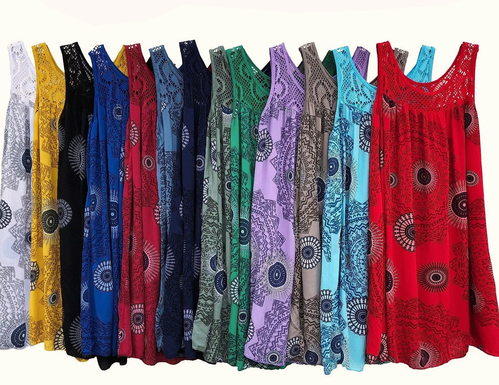 Women's Sleeveless Lace Print Camisole Summer Dress — assembled view