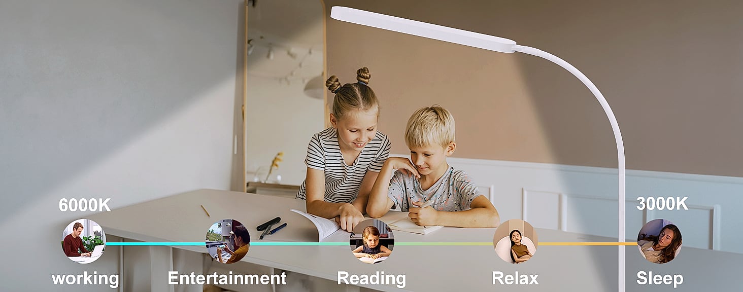 SKYLEO LED Desk Lamp with Memory Function and Adjustable Arm — parts overview