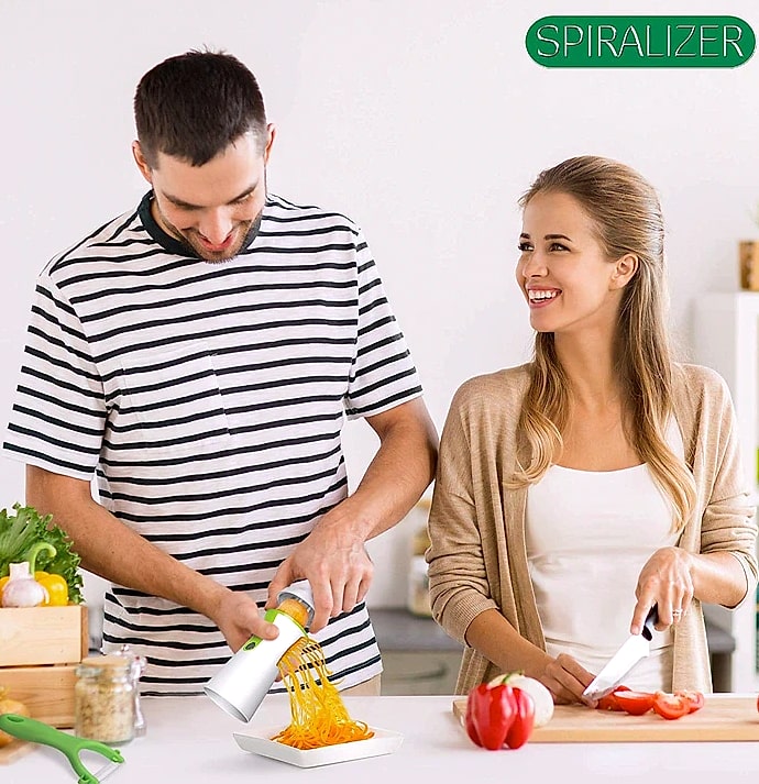 Heavy Duty Vegetable Spiralizer with Portable Blades — size comparison