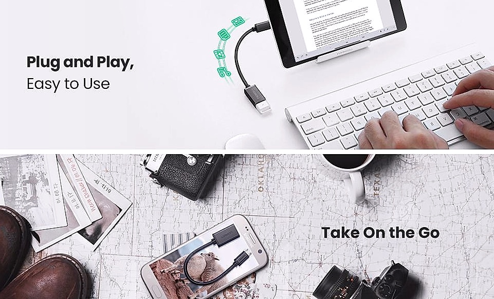 UGREEN 2 Pack Micro USB OTG Adapter Cable for Android — close-up details