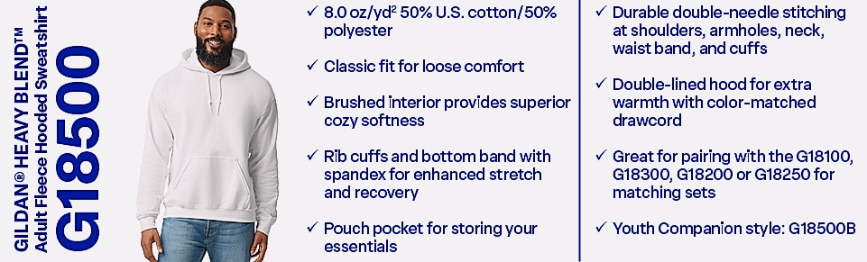 Gildan G18500 Adult Fleece Hoodie Sweatshirt Multipack — assembled view
