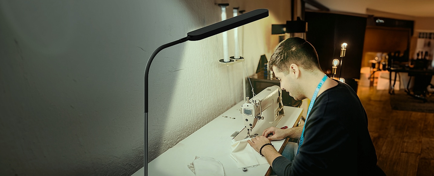 SKYLEO LED Desk Lamp with Memory Function and Adjustable Arm — side view
