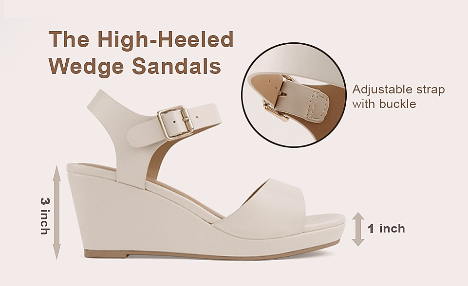 Soda Maple Women's Square Toe Wedge Sandal with Ankle Strap — assembled view
