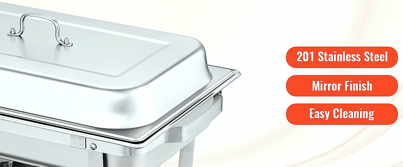SucceBuy 8QT Rectangle Chafing Dish Buffet Warmer Set — close-up details