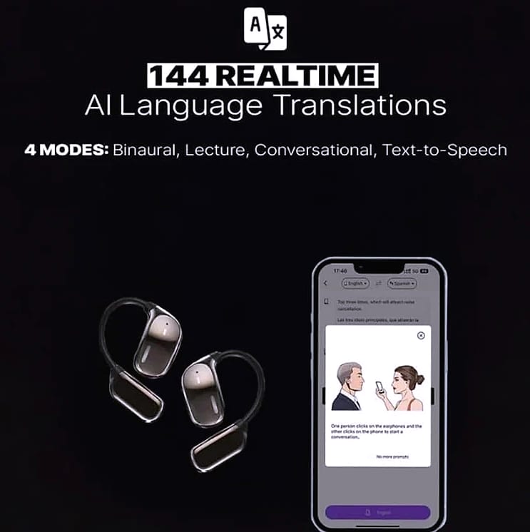 UYUXIO AI Translating Earbuds with 144 Languages — parts overview